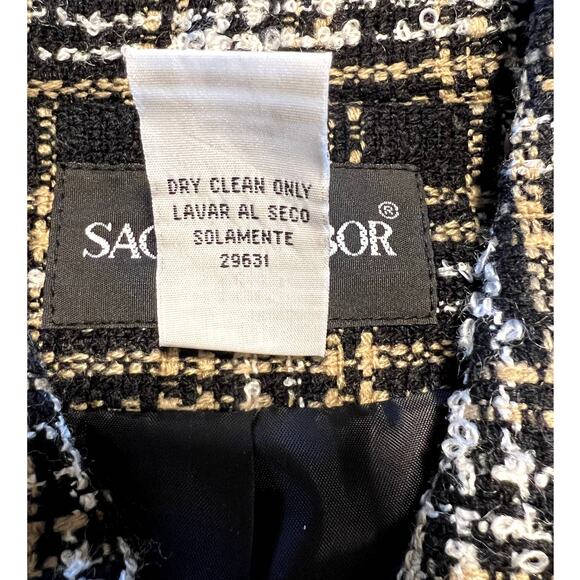 Sag Harbor, Tweed Zip Jacket w collar, 10, Black Tan White - Picture 11 of 11